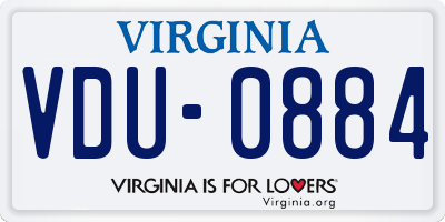 VA license plate VDU0884