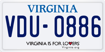 VA license plate VDU0886