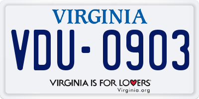VA license plate VDU0903