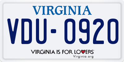 VA license plate VDU0920