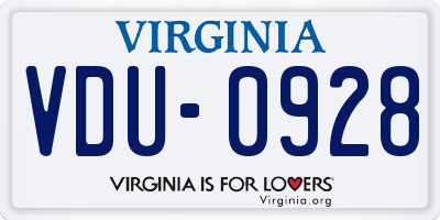 VA license plate VDU0928