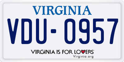VA license plate VDU0957