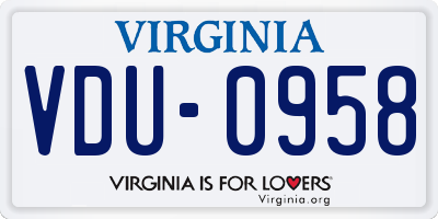 VA license plate VDU0958