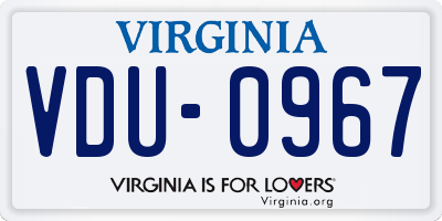 VA license plate VDU0967