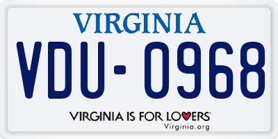 VA license plate VDU0968