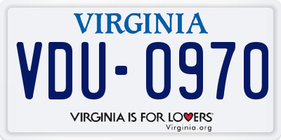 VA license plate VDU0970
