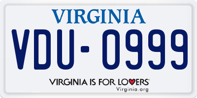VA license plate VDU0999