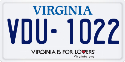 VA license plate VDU1022