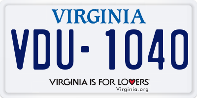VA license plate VDU1040