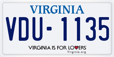 VA license plate VDU1135