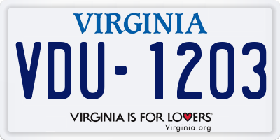 VA license plate VDU1203