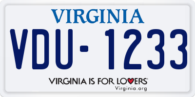 VA license plate VDU1233