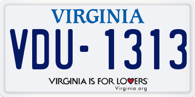 VA license plate VDU1313