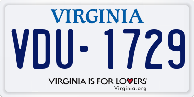 VA license plate VDU1729