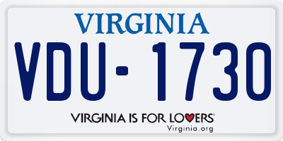 VA license plate VDU1730