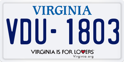 VA license plate VDU1803