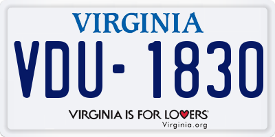 VA license plate VDU1830