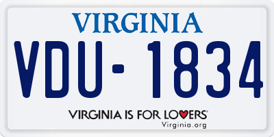 VA license plate VDU1834