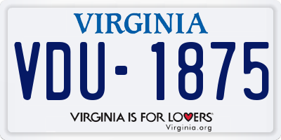 VA license plate VDU1875