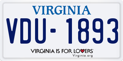 VA license plate VDU1893