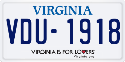 VA license plate VDU1918