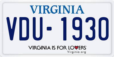 VA license plate VDU1930