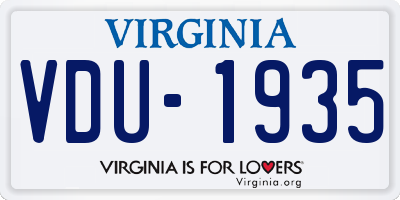 VA license plate VDU1935