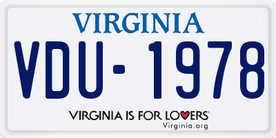 VA license plate VDU1978