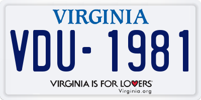 VA license plate VDU1981