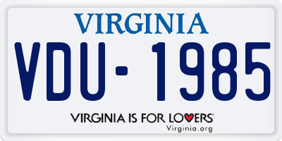 VA license plate VDU1985