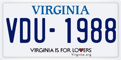VA license plate VDU1988