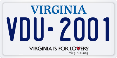 VA license plate VDU2001