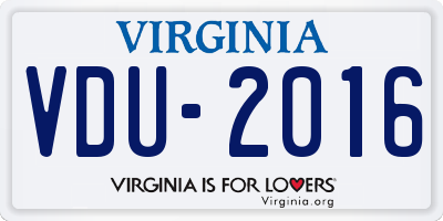 VA license plate VDU2016