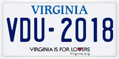 VA license plate VDU2018