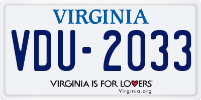 VA license plate VDU2033