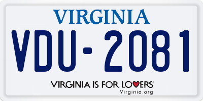 VA license plate VDU2081