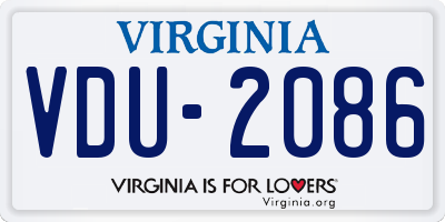 VA license plate VDU2086