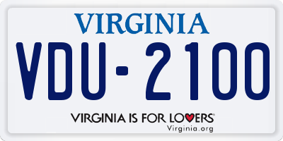 VA license plate VDU2100