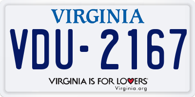 VA license plate VDU2167