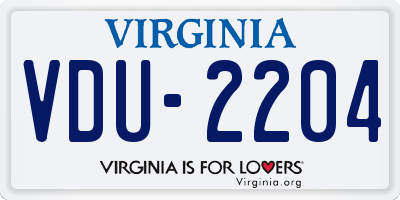 VA license plate VDU2204