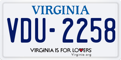 VA license plate VDU2258