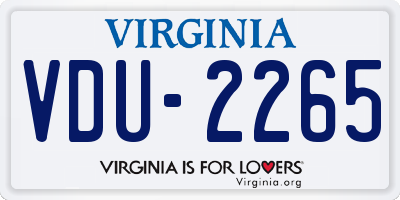 VA license plate VDU2265