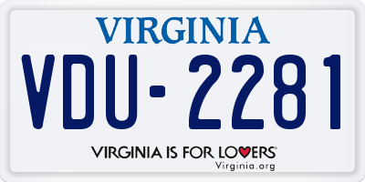 VA license plate VDU2281