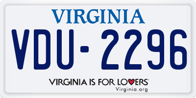 VA license plate VDU2296