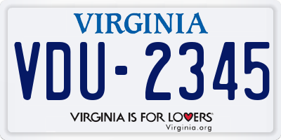 VA license plate VDU2345