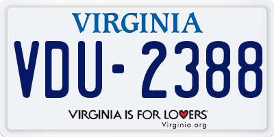 VA license plate VDU2388