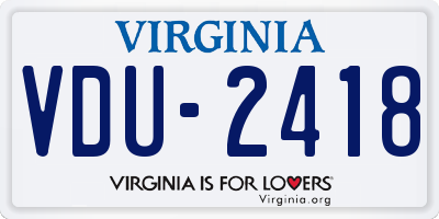 VA license plate VDU2418