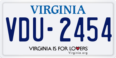 VA license plate VDU2454