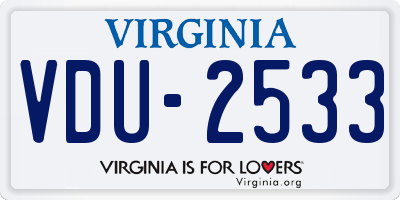 VA license plate VDU2533