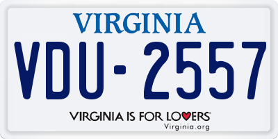 VA license plate VDU2557